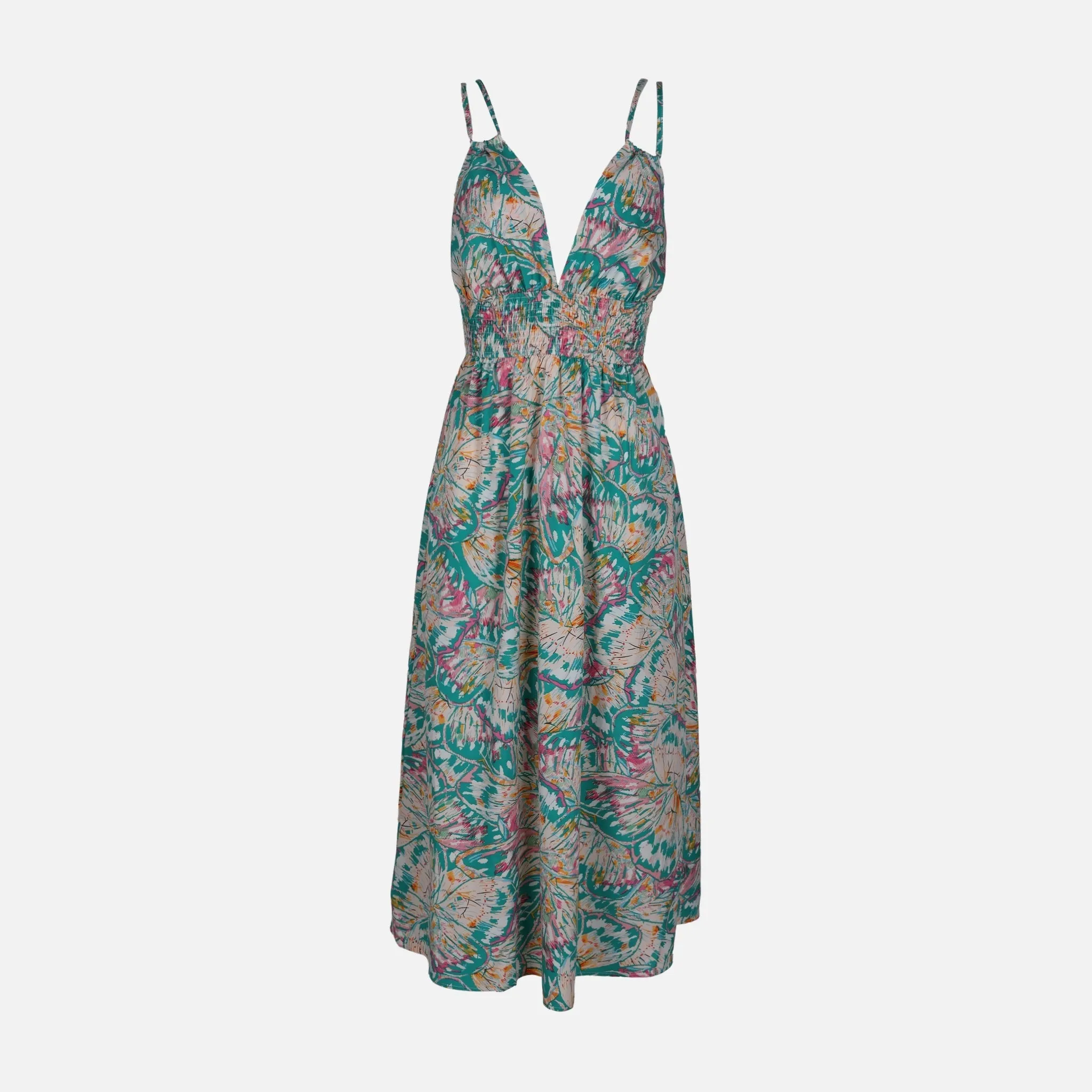 WOMEN FLORAL SLVLESS LONG DRESS Soft Motion