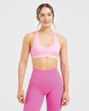 Sewn seams Essential Seamless Racer Back Sports Bra - Baby Pink