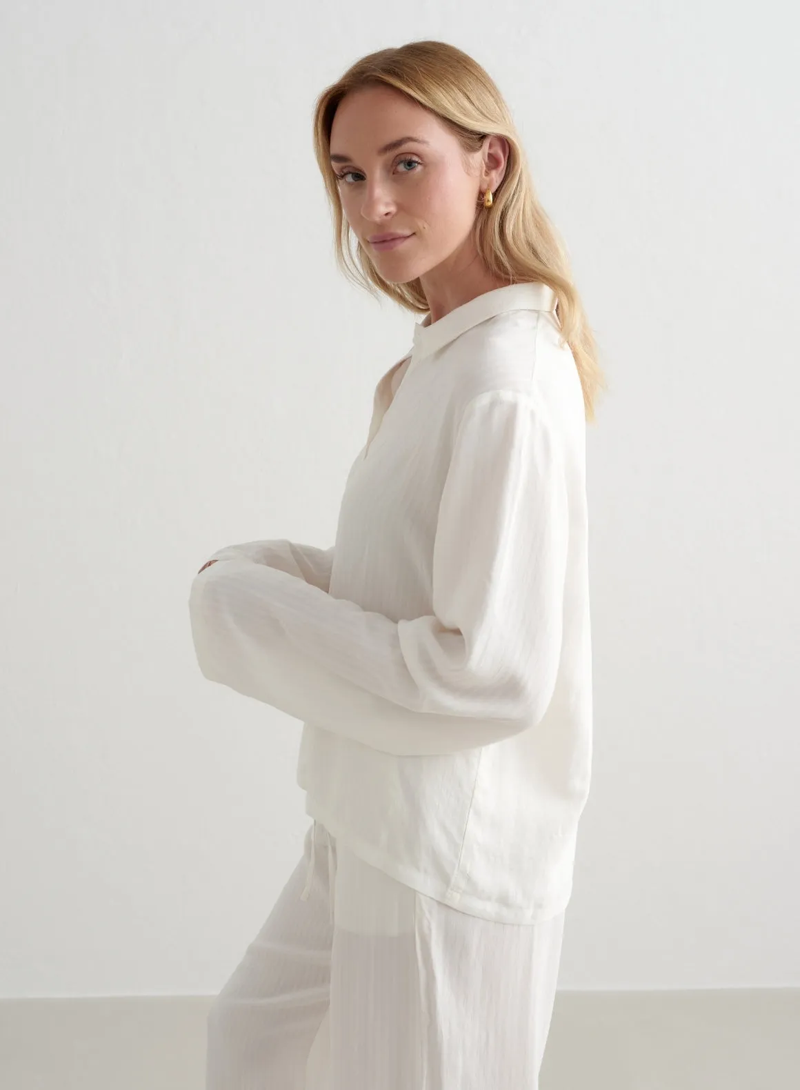 White Pyjama Shirt Beaded