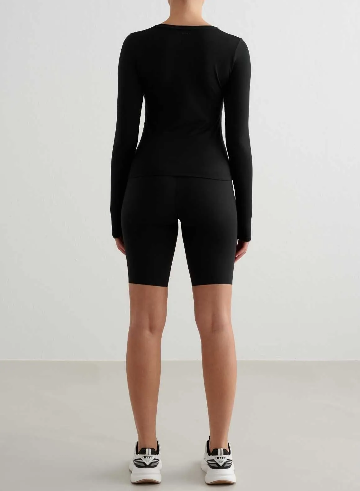Black Soft Basic V-Neck Long Sleeve anti - static Odor Control Treatment
