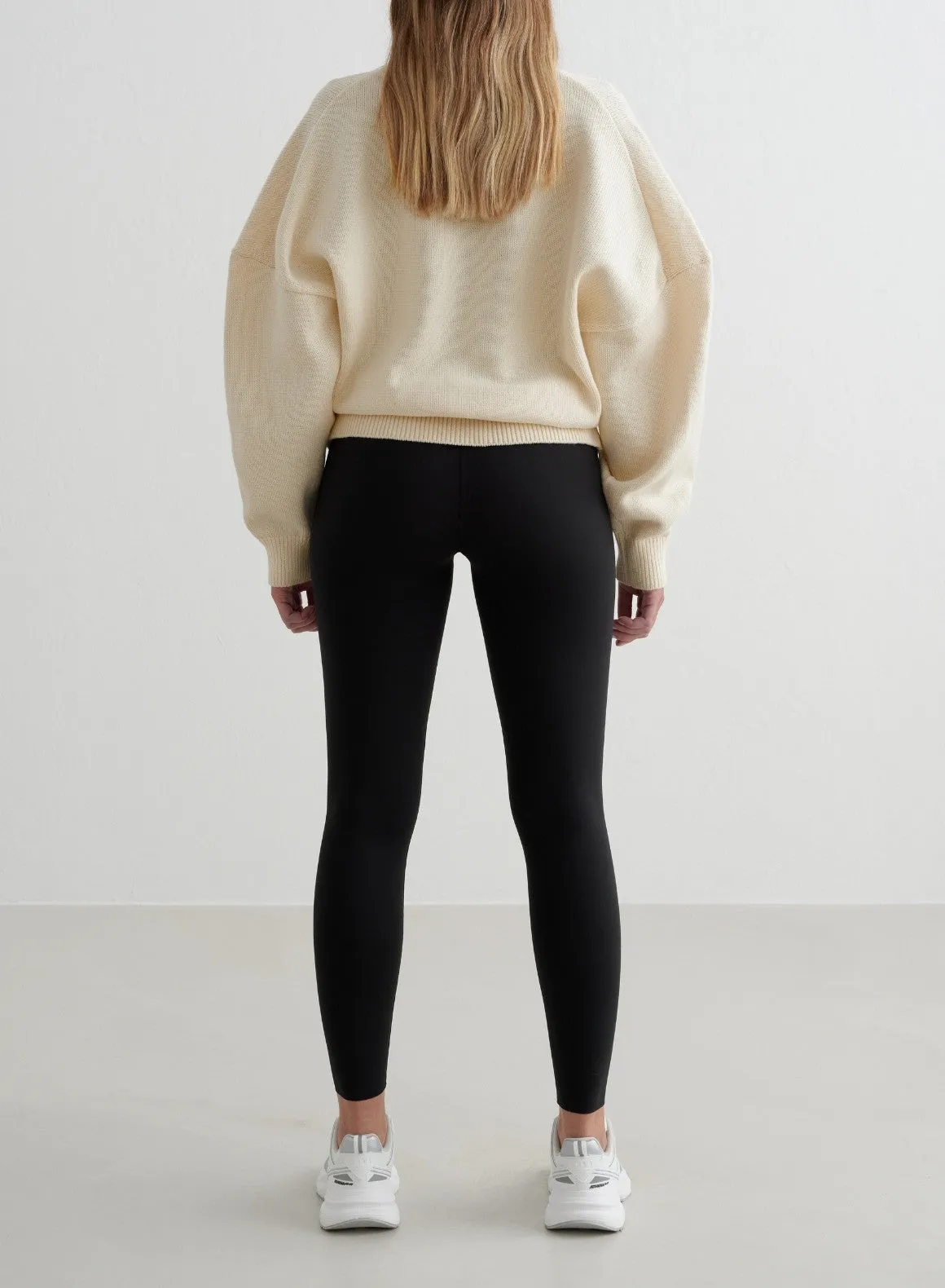 Almond White College Knitted Half Zip Low neck