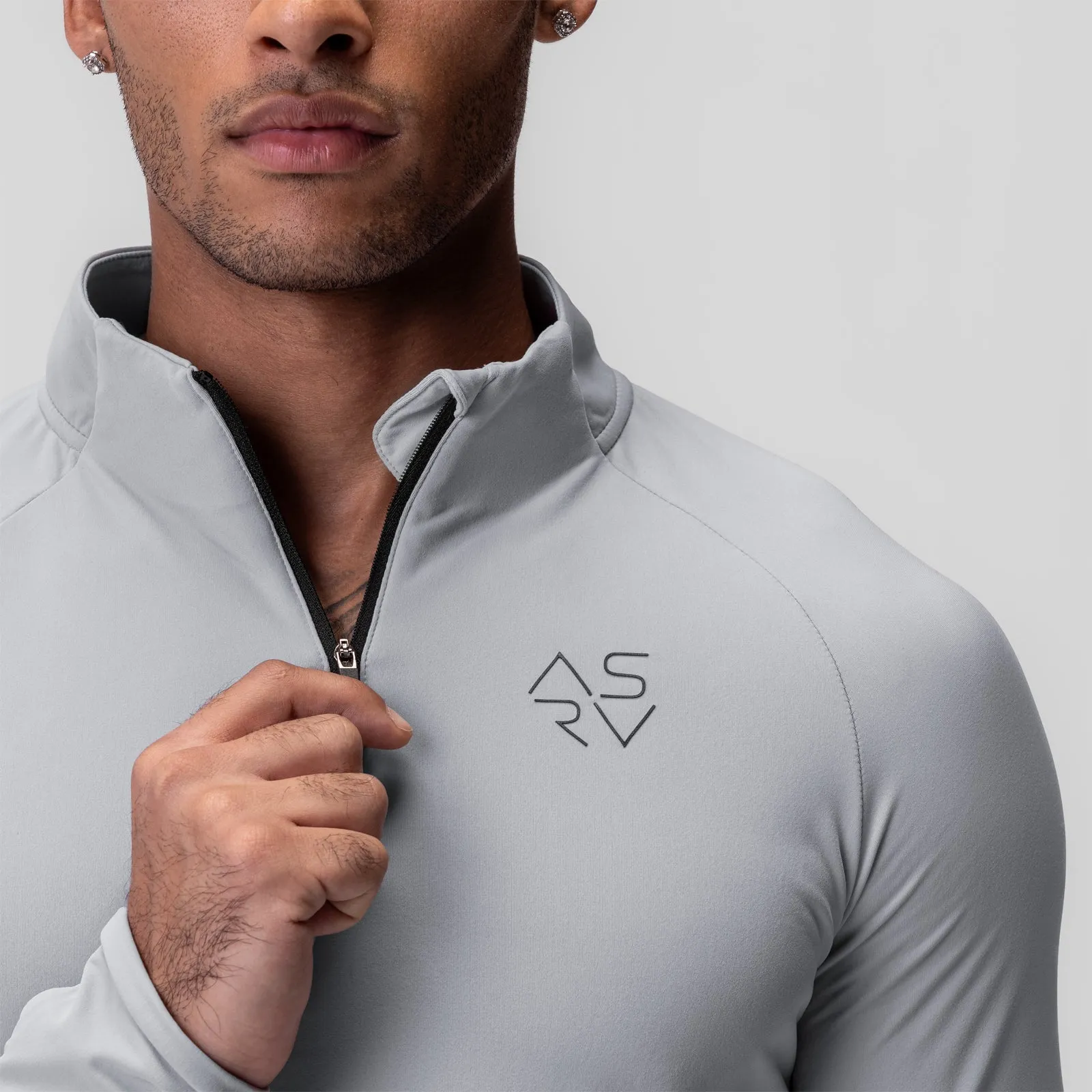 0906. Thermal Training Quarter Zip - Slate Grey "Cyber" Machine - made applique