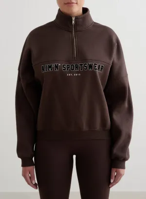 Stain Resistant Reader Chocolate Varsity Sweat Half Zip