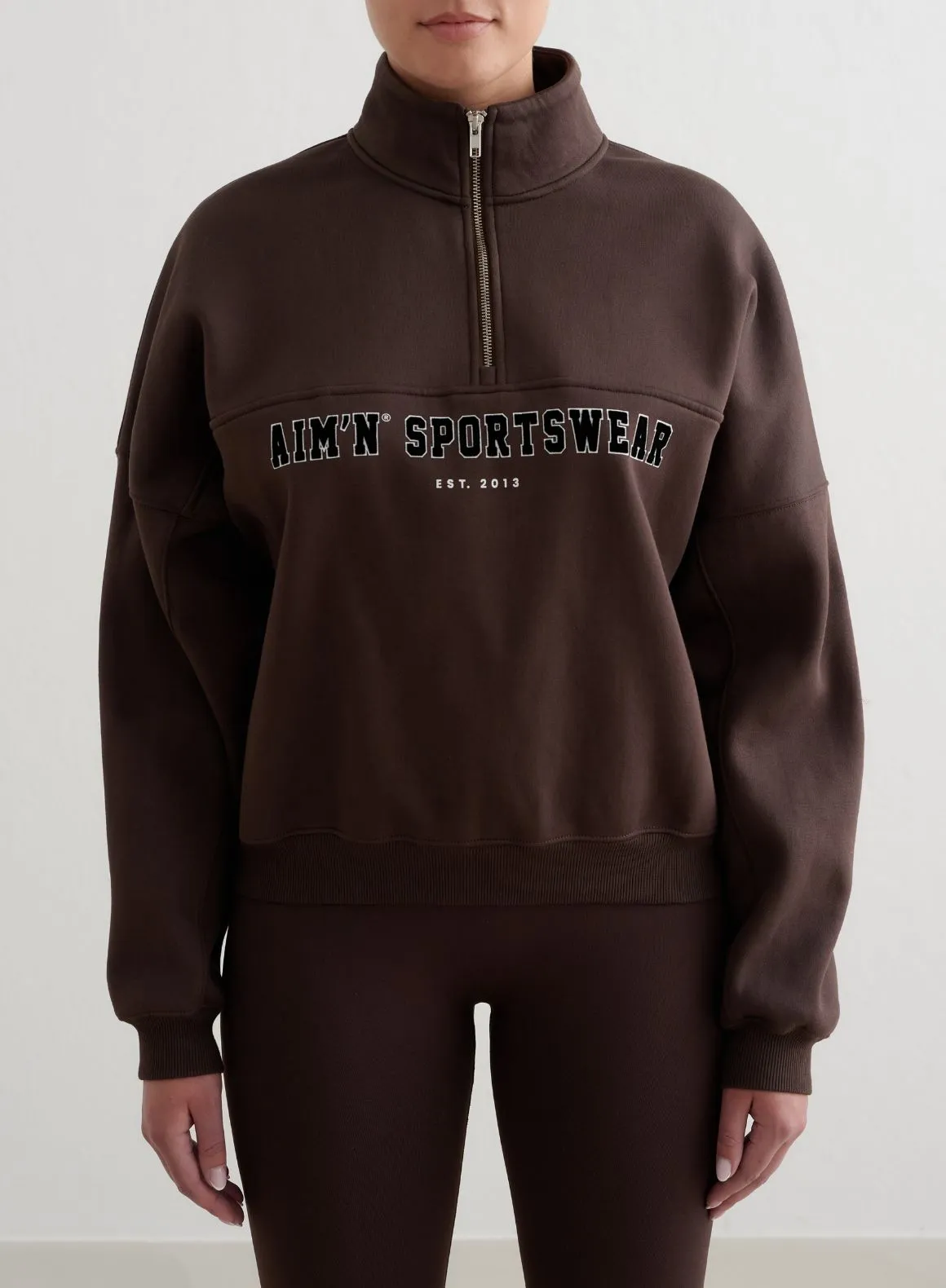 Stain Resistant Reader Chocolate Varsity Sweat Half Zip