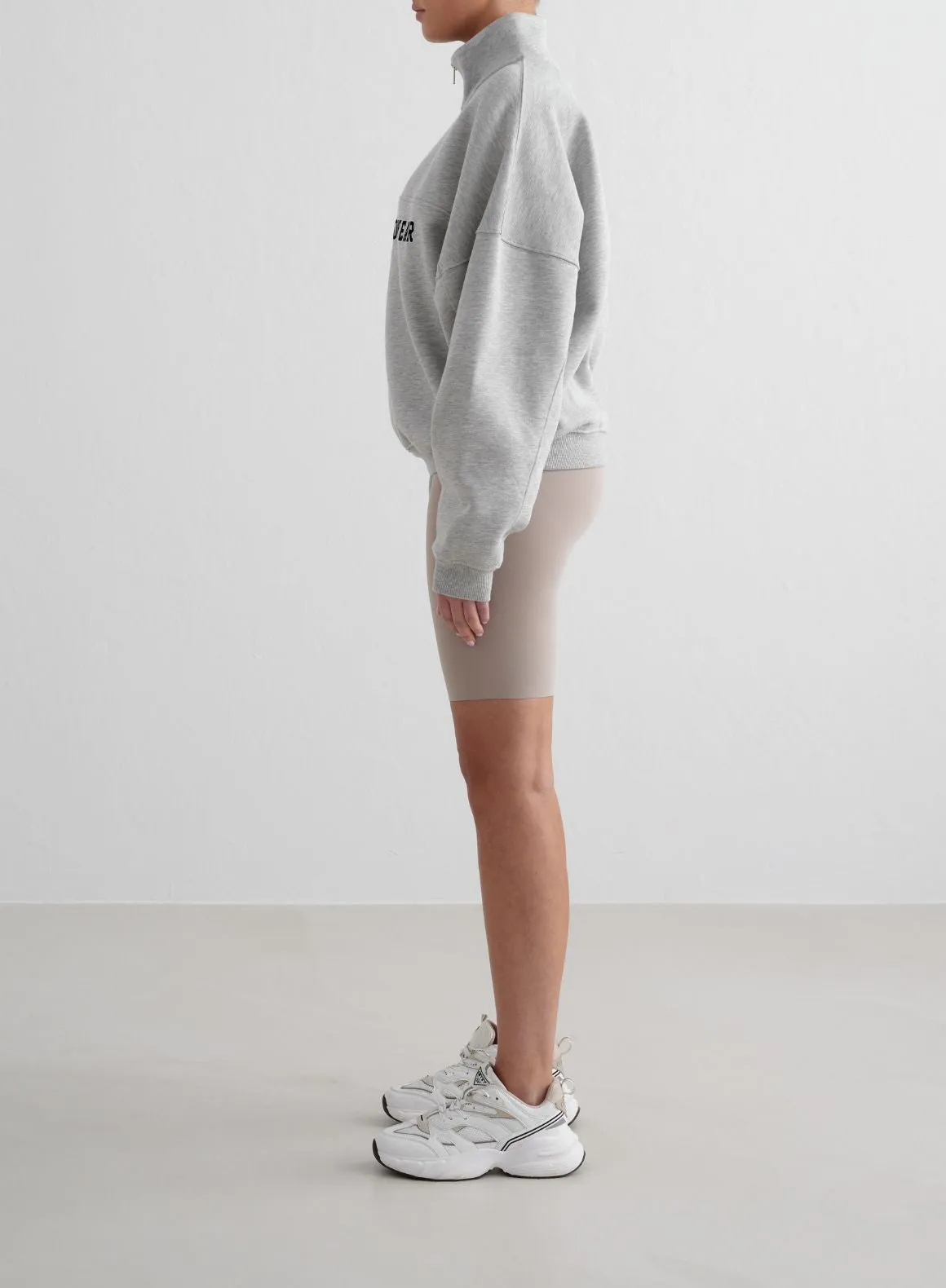 Grey Melange Varsity Sweat Half Zip Carpet