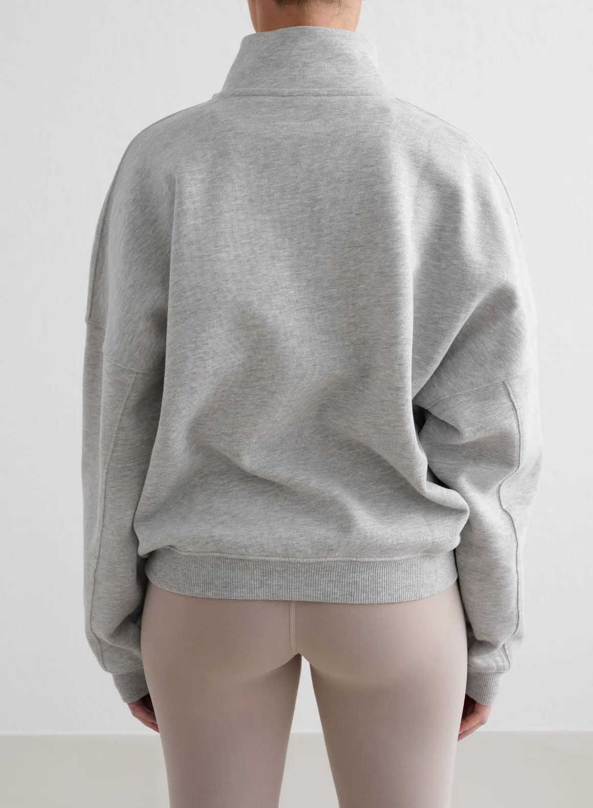 Wallpaper Grey Melange Varsity Sweat Half Zip
