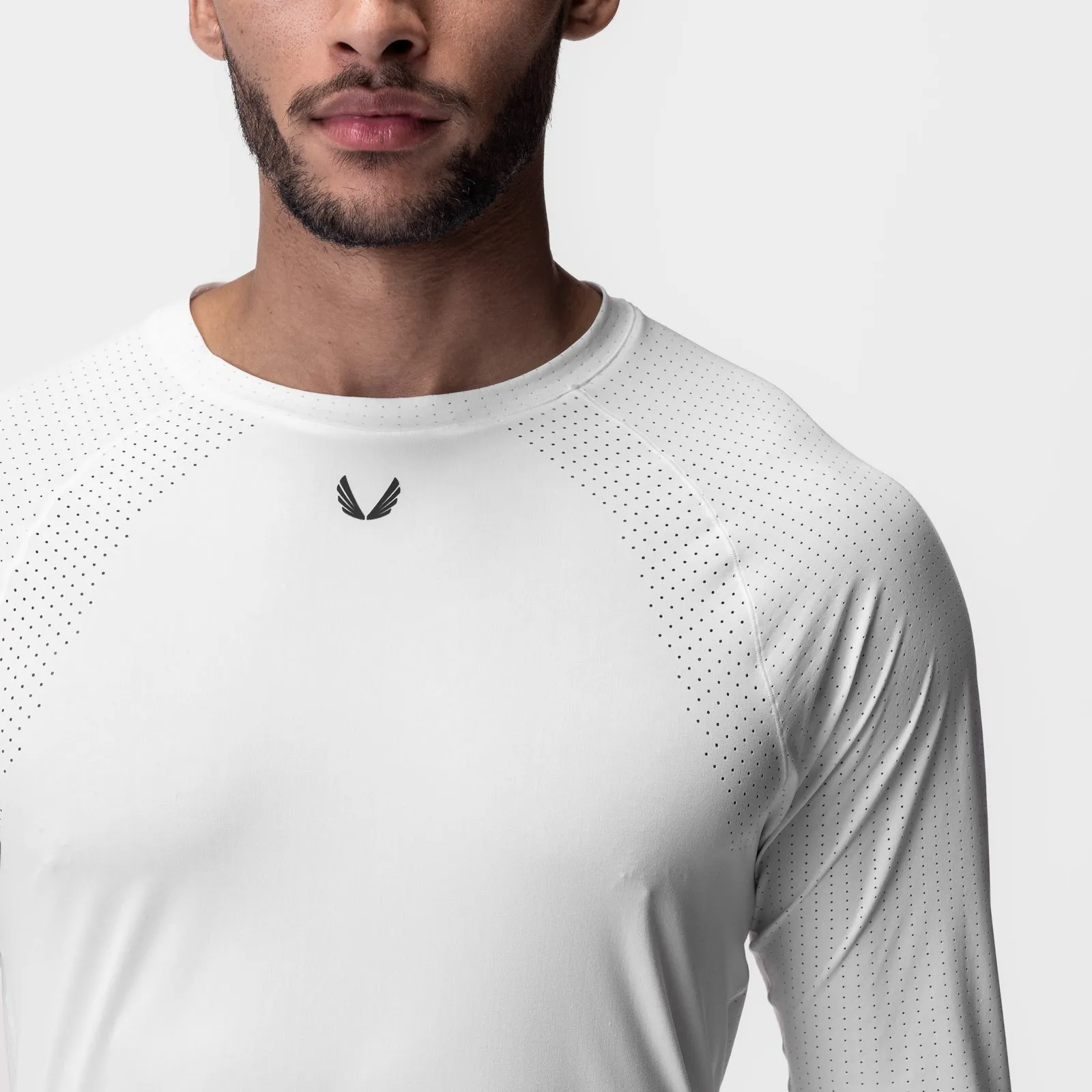 0947. Laser-Vent? Established Long Sleeve - White Drawing