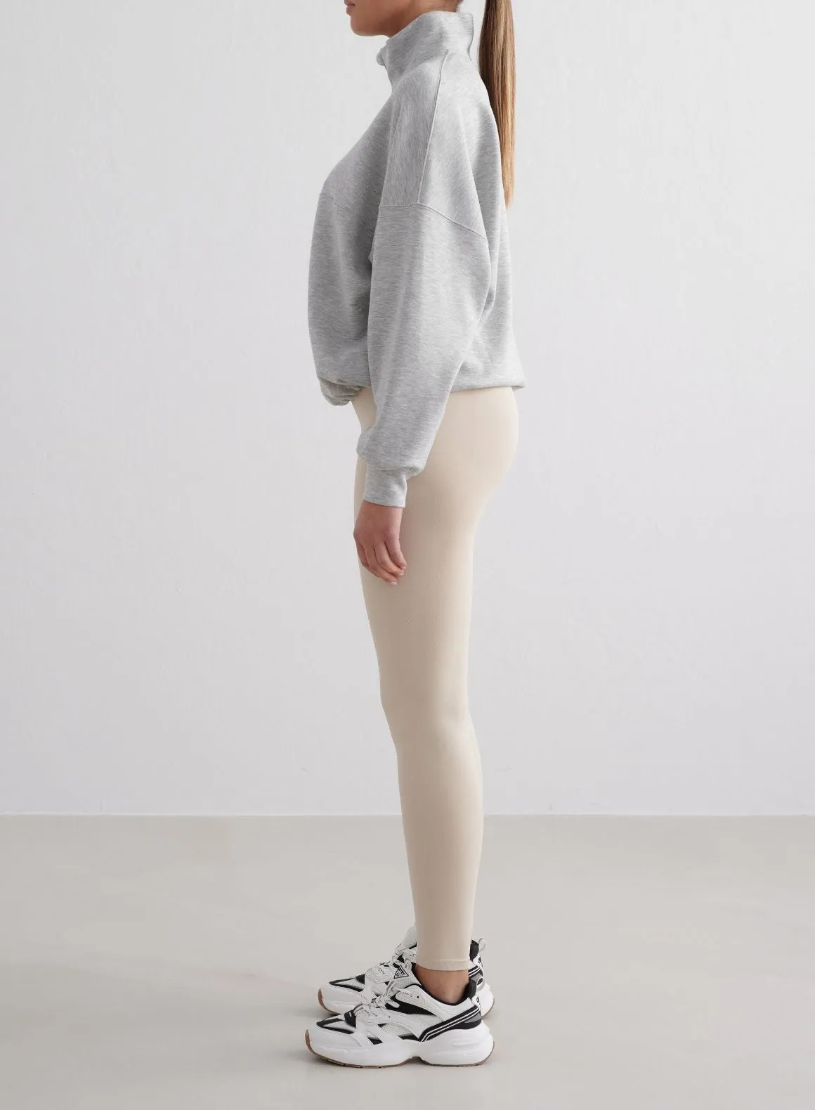 Light Grey Melange Comfy Modal Half Zip cooking