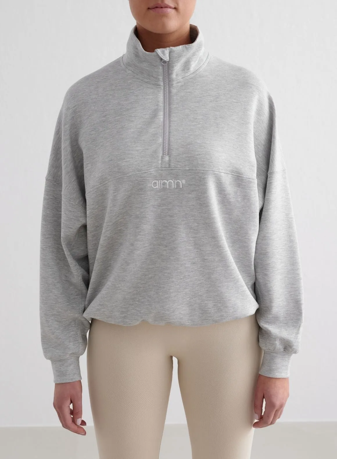 Silky umbrella Light Grey Melange Comfy Modal Half Zip