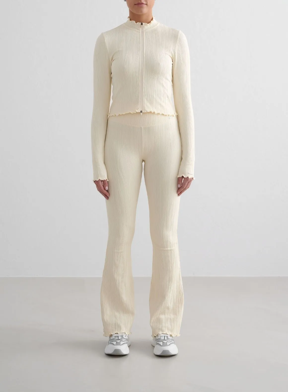 party - goer Activewear Almond White Tulip Zip Jacket