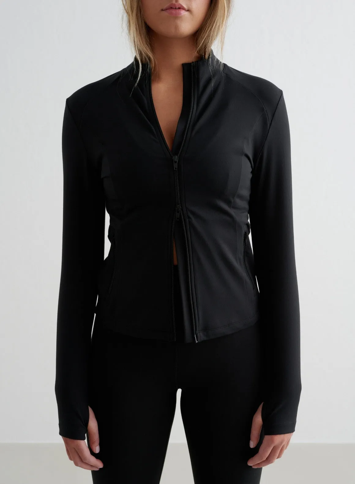 Black Sense Zip Jacket Anti Pilling Technology UV resistant