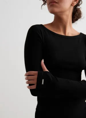 festival Black Ease Ribbed Long Sleeve Top