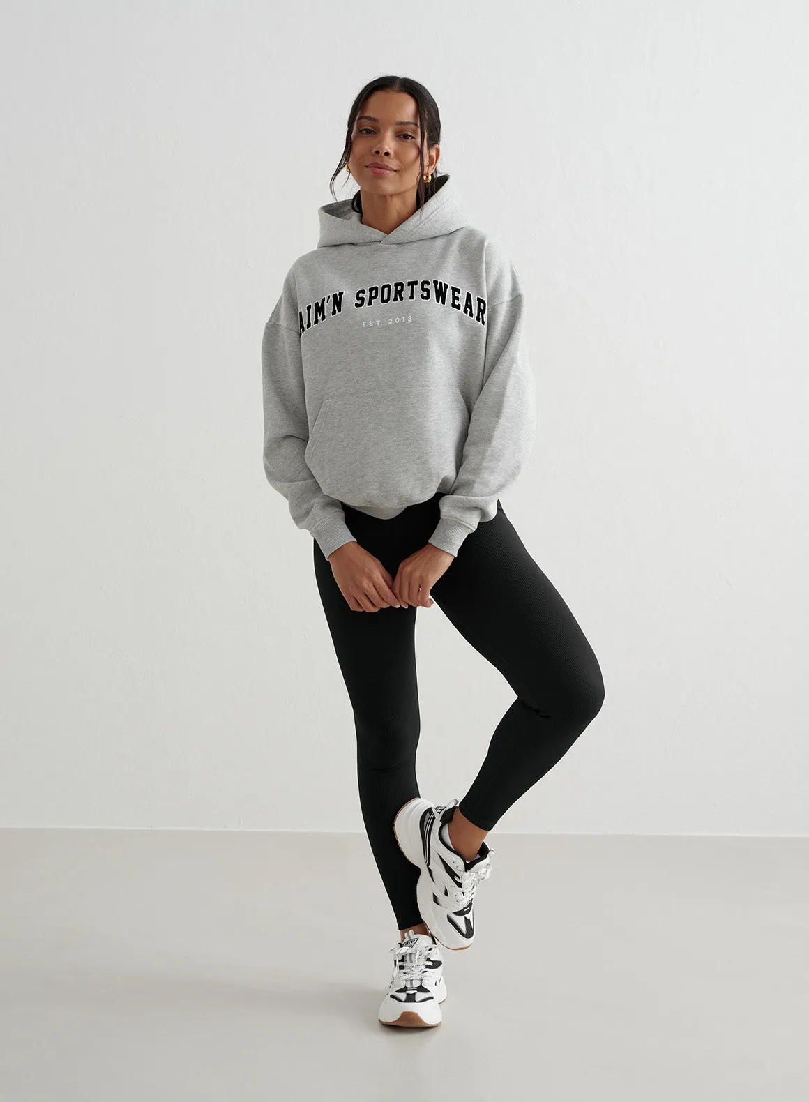 Snowy day Grey Melange Varsity Sweat Hood