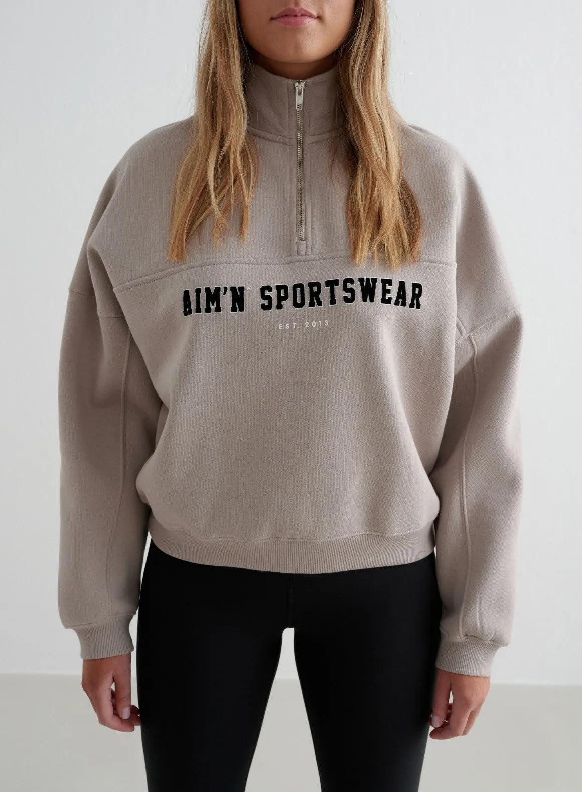 Dark Clay Varsity Sweat Half Zip storage room