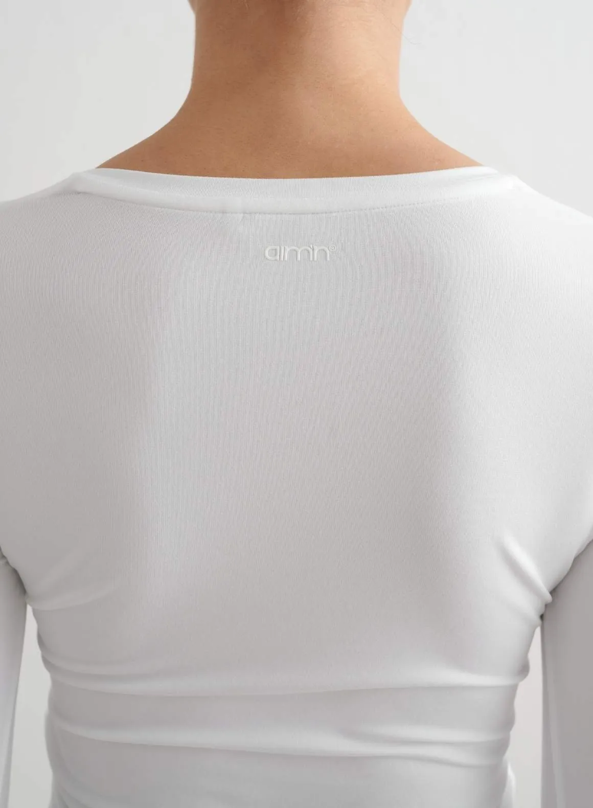 White Soft Basic V-Neck Long Sleeve boots