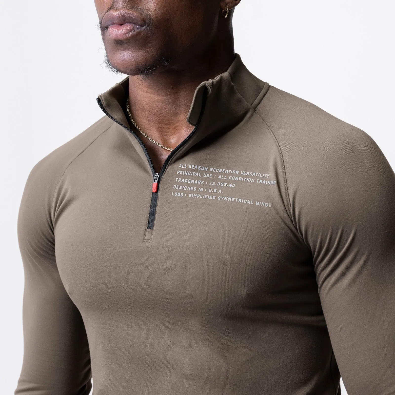 Fashionable Trend 0725. Core Fitted Quarter Zip - Deep Taupe