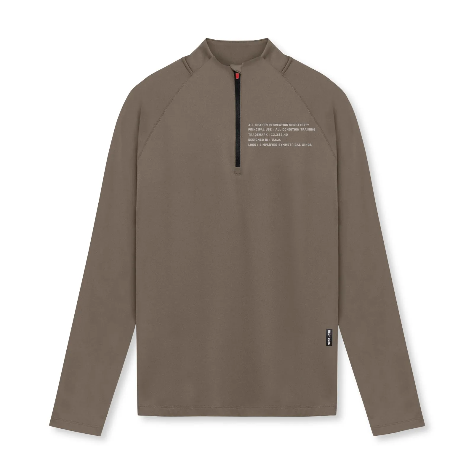 0725. Core Fitted Quarter Zip - Deep Taupe Pullover type Quick Release Button Design