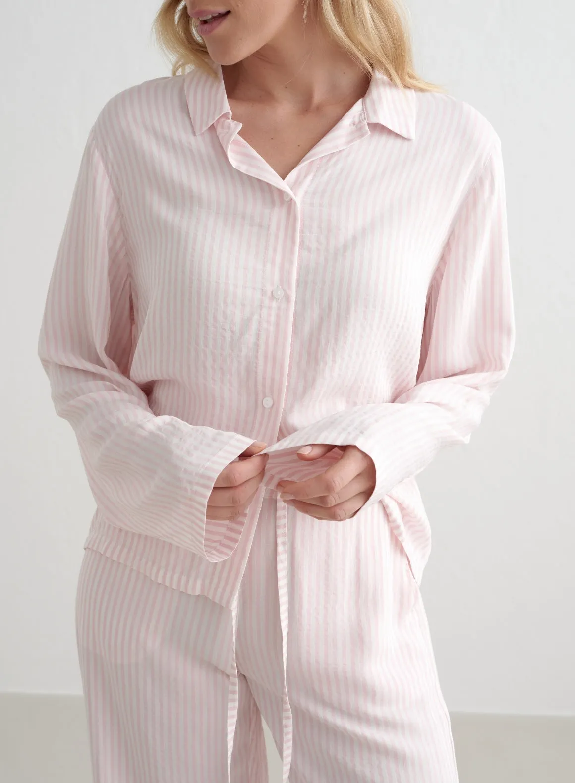 Polka - dotted Winter Bloom Stripe Pyjama Shirt