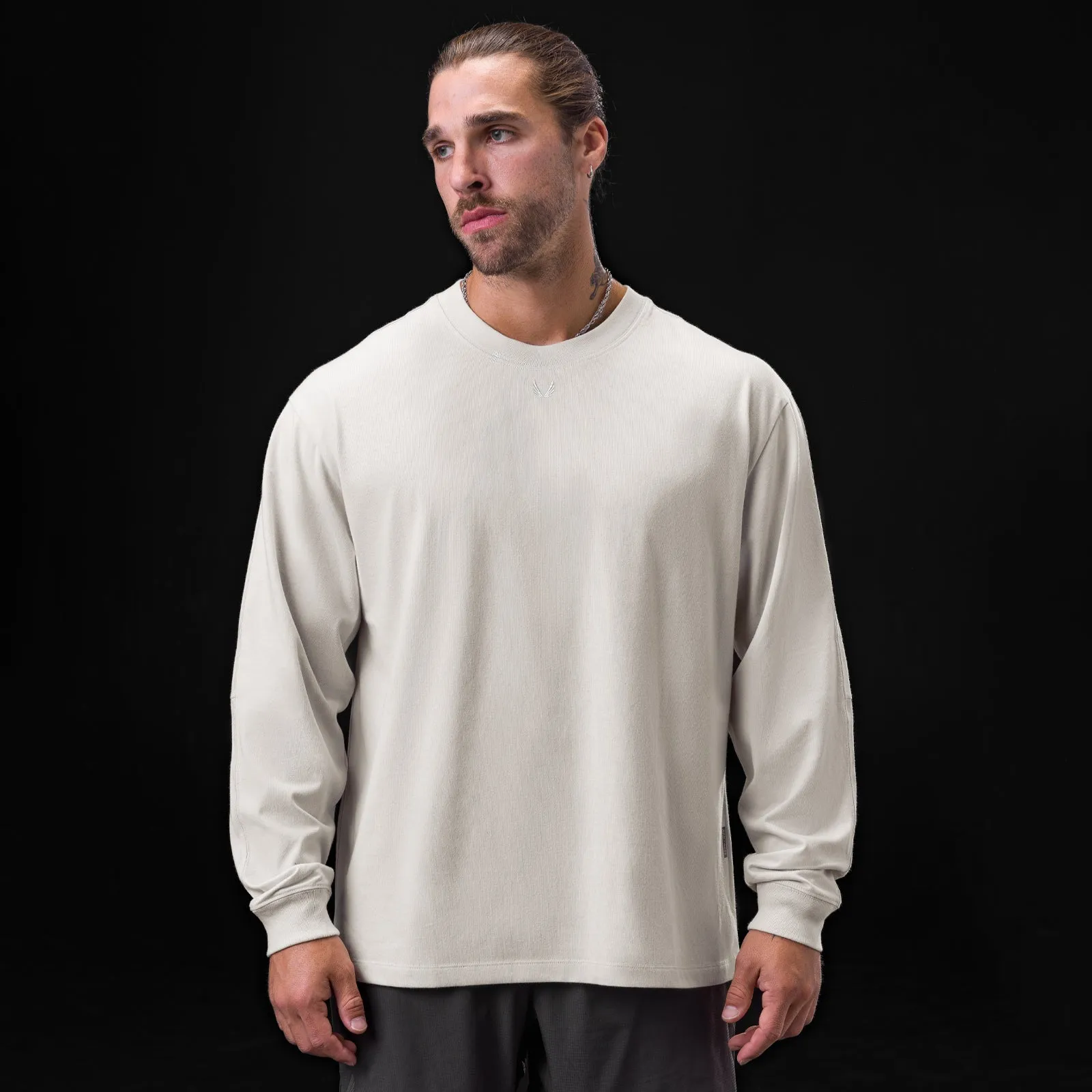 Vegan Air related 0851. Tech Essential? Relaxed Long Sleeve - Stone/White "OTWR"