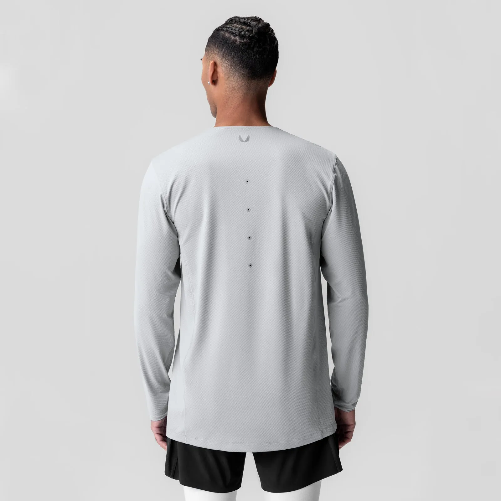 0907. AeroSilver? Training Long Sleeve - Slate Grey "Space Bracket" Hemmed