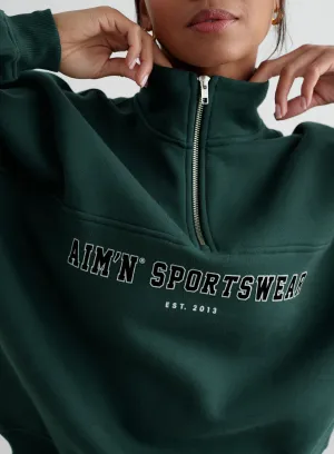Meeting Deep Emerald Varsity Sweat Half Zip