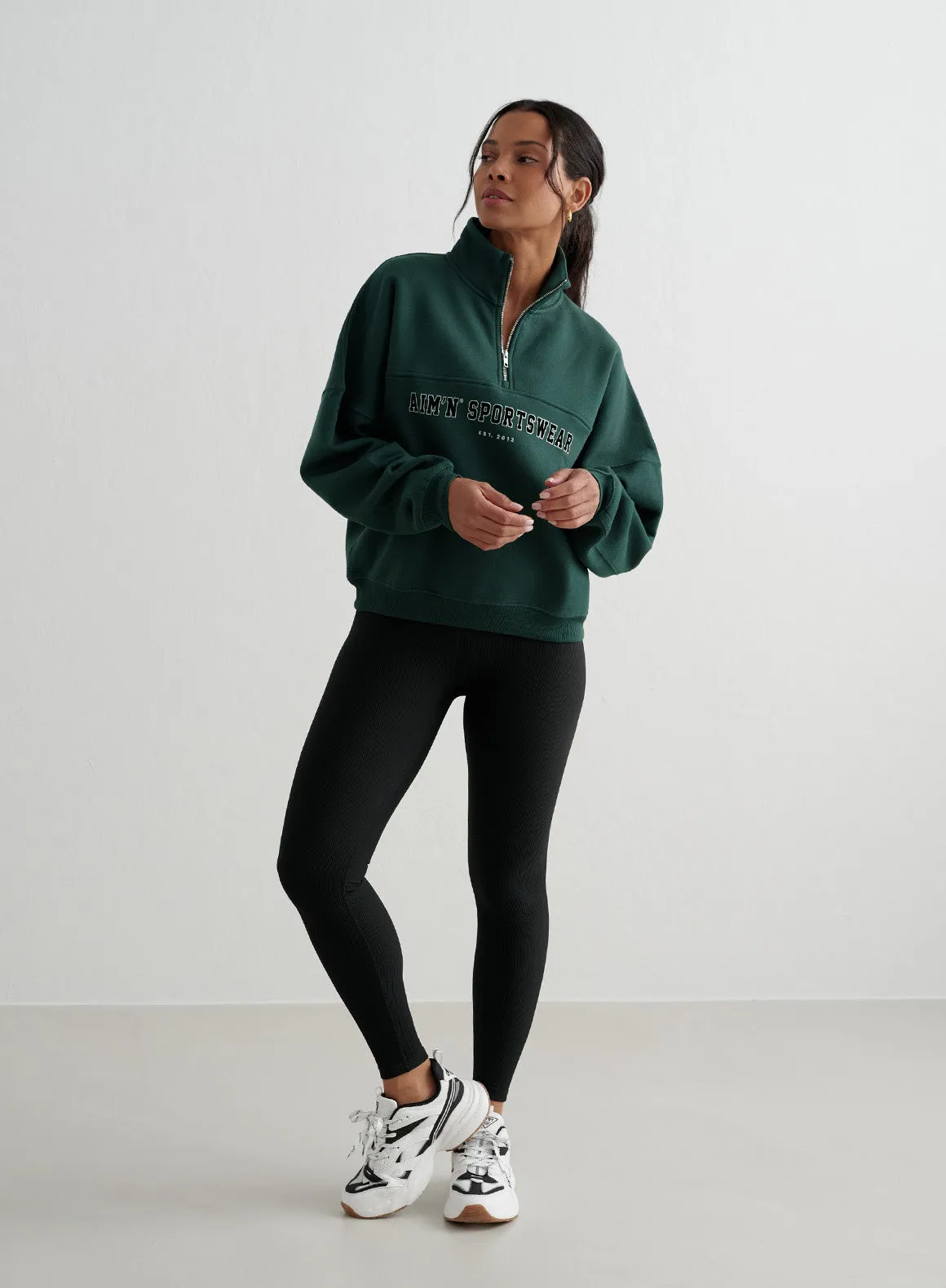 Deep Emerald Varsity Sweat Half Zip Enhance