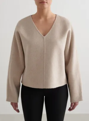 Water Resistant Stretch Enhanced Collar Dark Clay Wool Sweatshirt