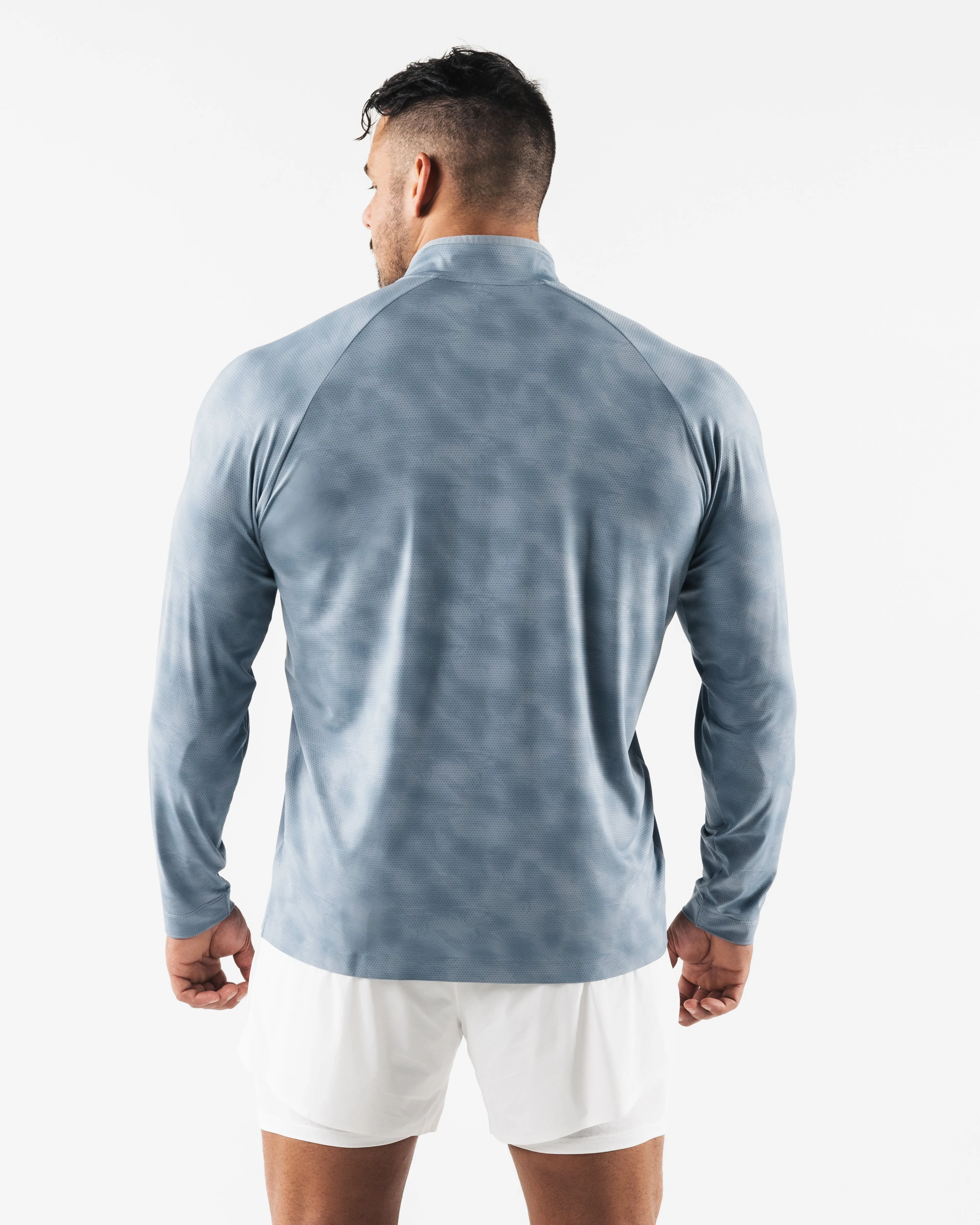 Beaded Soft Touch Ribbing Racer Quarter Zip - Slate Print