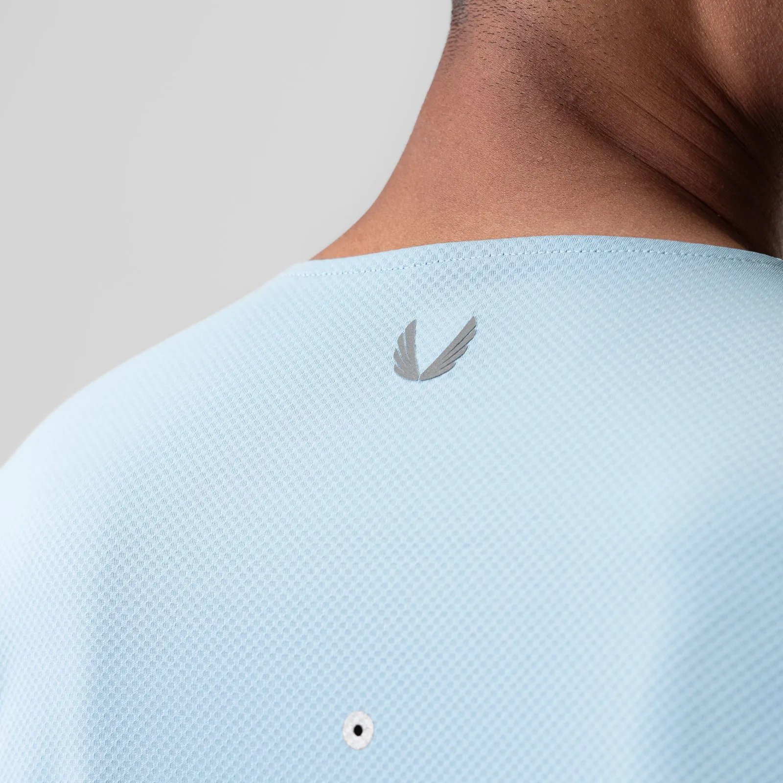 0907. AeroSilver? Training Long Sleeve - Light Sky "Space Bracket" Mass produced Writing
