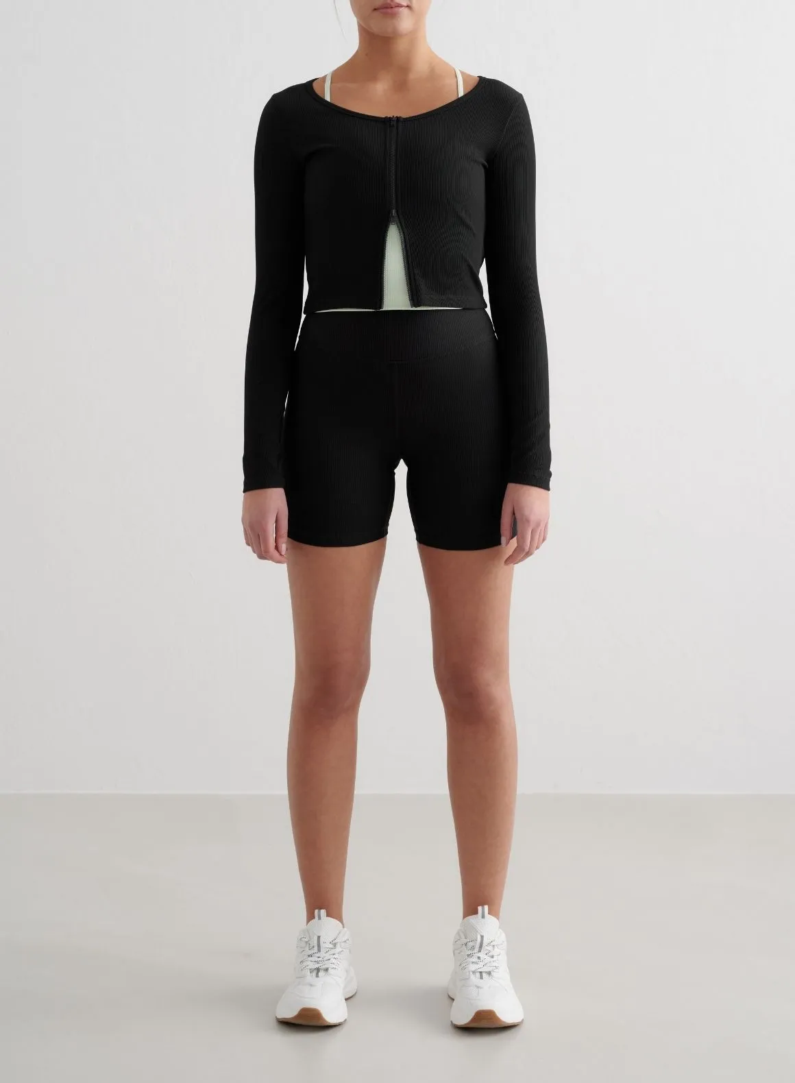 Breathable Pique Knit Black Ribbed Performance Zipped Cardigan