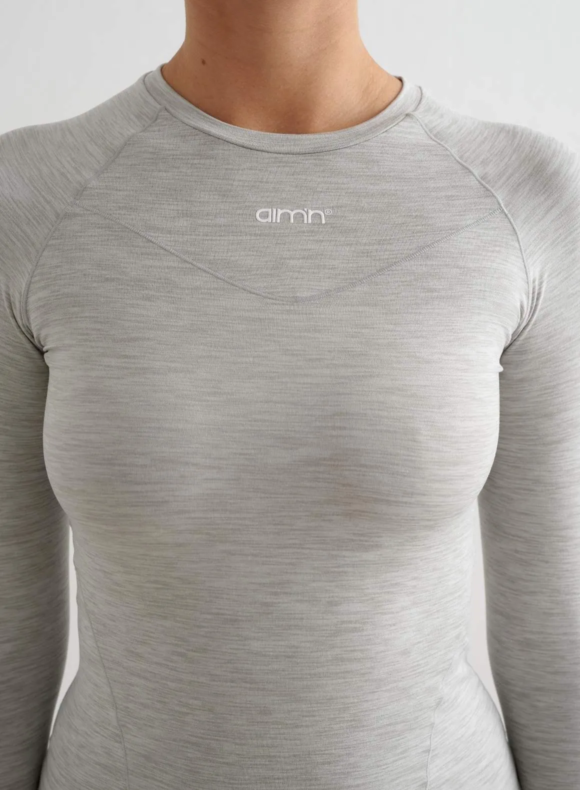 Grey Melange Soft Basic Long Sleeve Cuffed