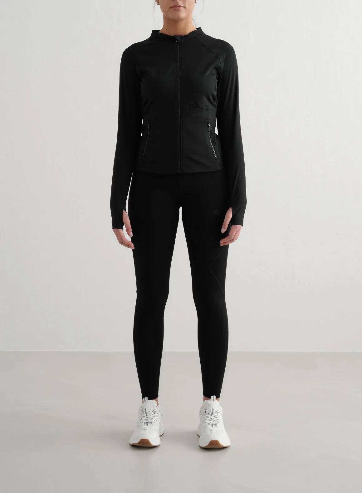 Black Sculpting Zip Jacket Lightweight
