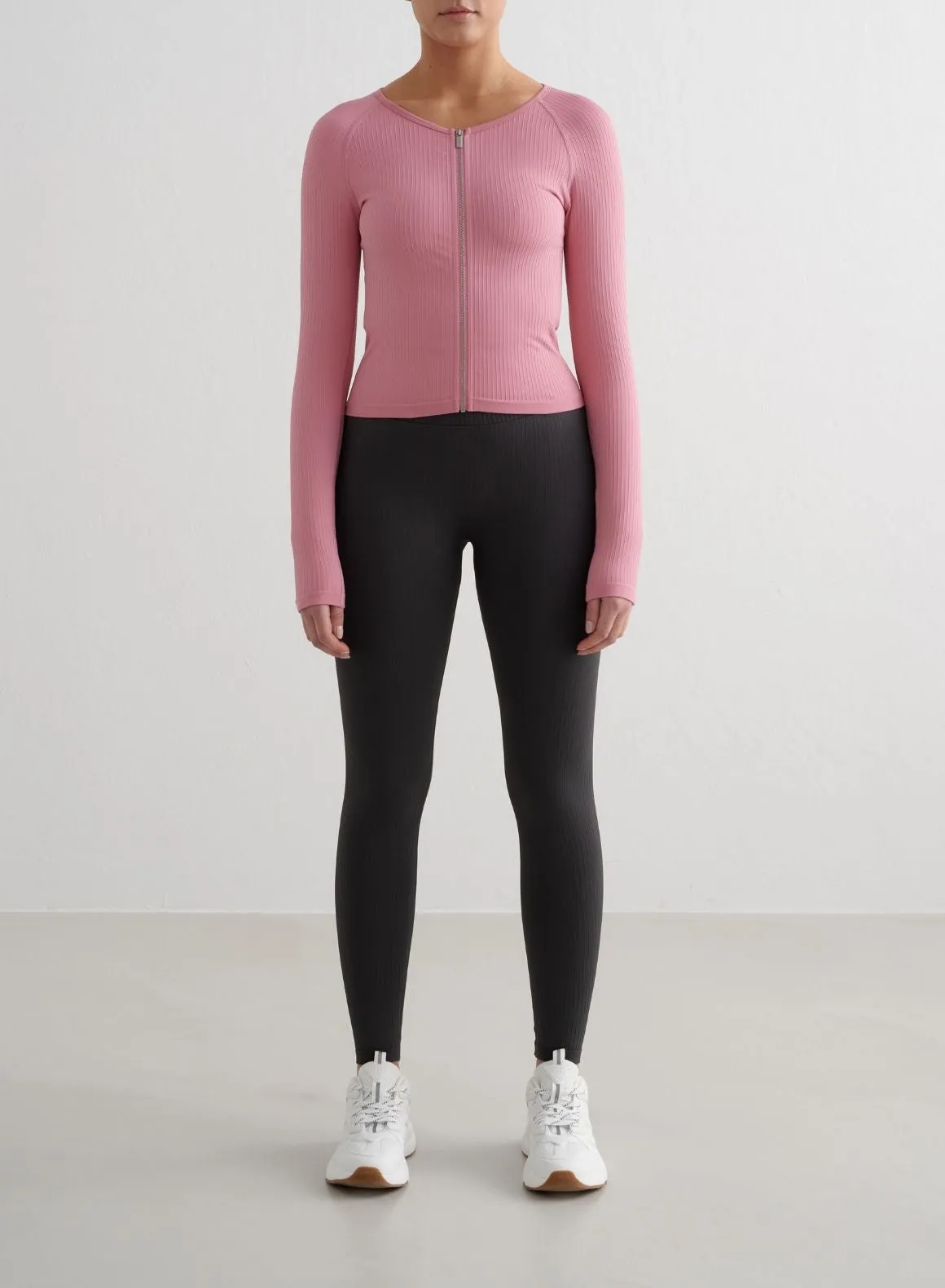 Cloudy day Easter Desert Rose Ribbed Seamless Zip Jacket
