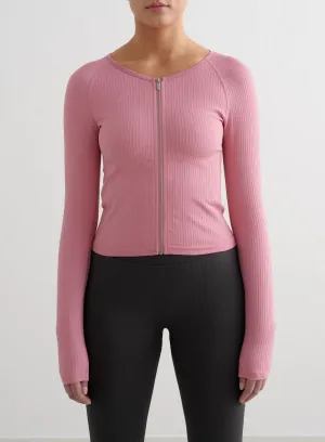 Desert Rose Ribbed Seamless Zip Jacket Formal Charm Terrace