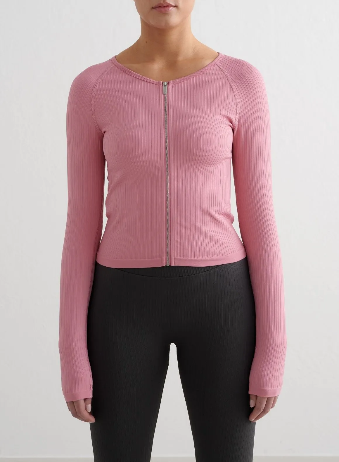 Desert Rose Ribbed Seamless Zip Jacket Formal Charm Terrace