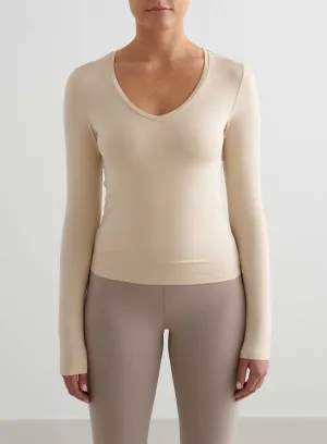 bedroom collection Caf?? Au Lait Soft Basic V-Neck Long Sleeve