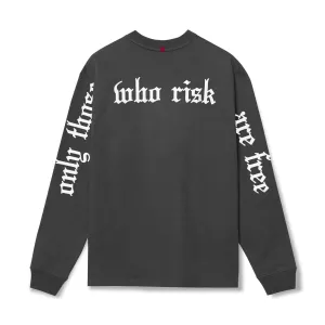 0851. Tech Essential? Relaxed Long Sleeve - Space Grey/White "OTWR" Satinette