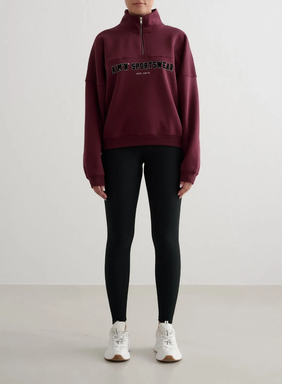 Cherry Varsity Sweat Half Zip Matte Look Present