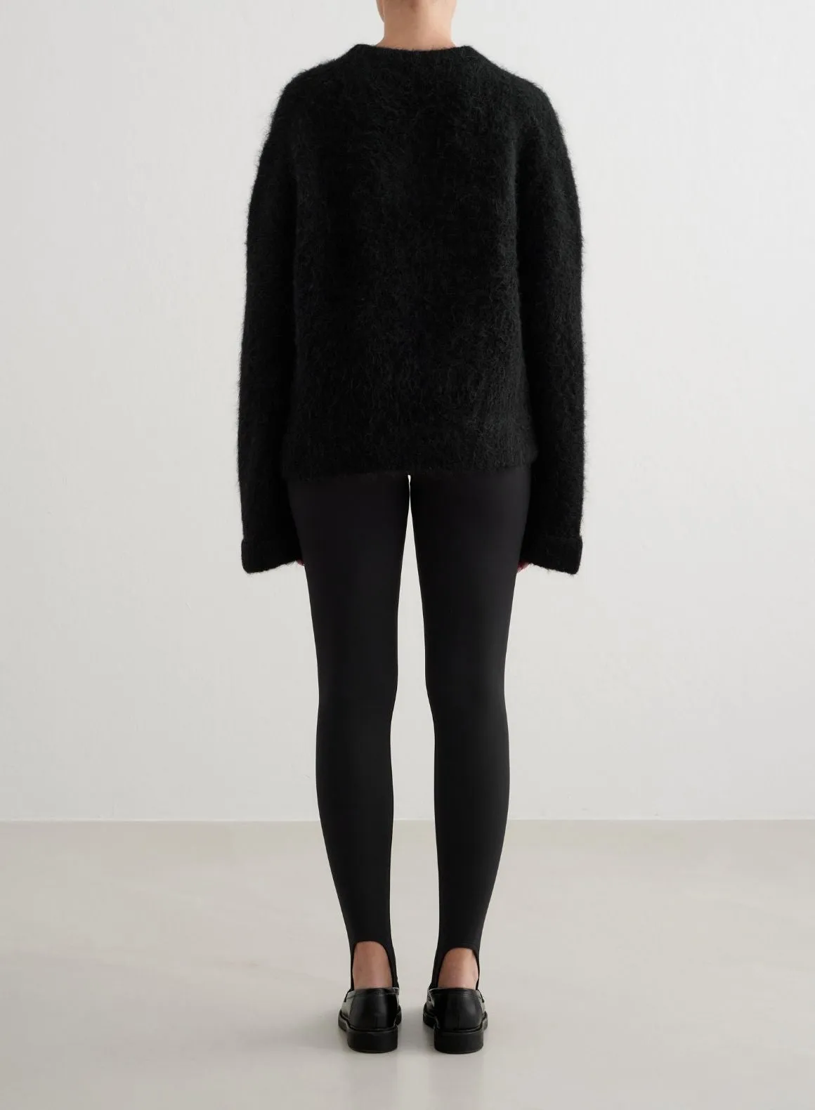 Black Alpaca Knit Sweater Wrinkle Resistant