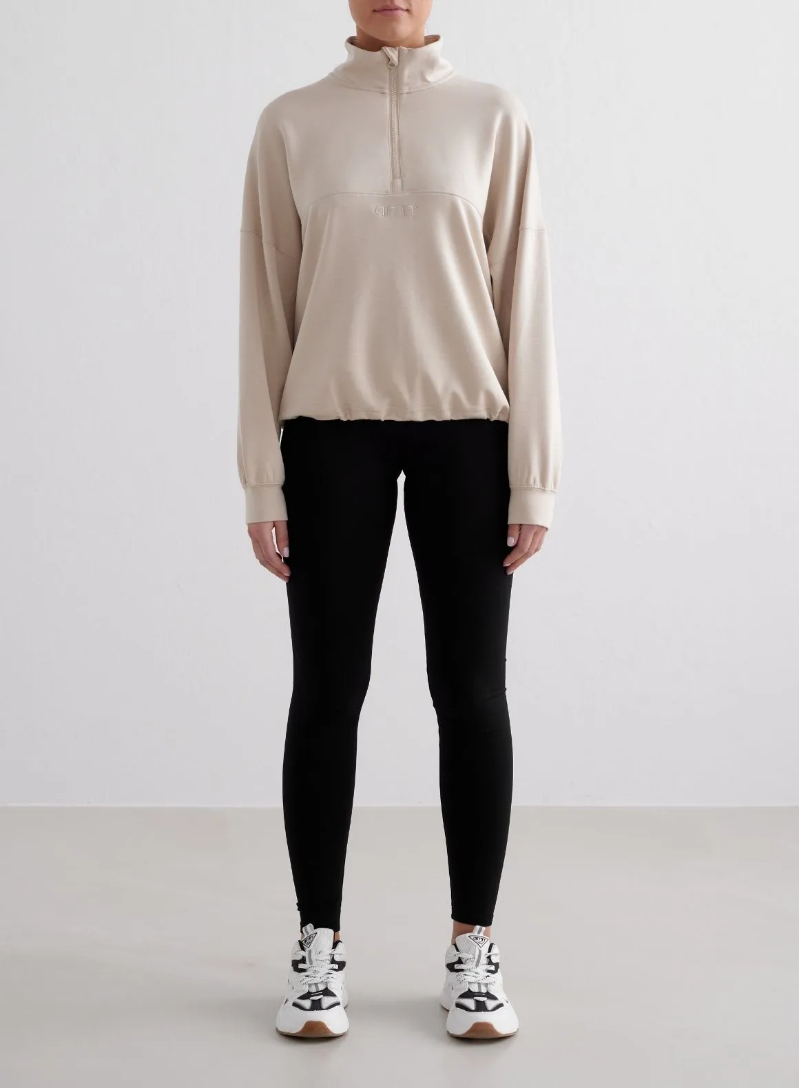 Caf?? Au Lait Comfy Modal Half Zip Graceful polka dot style