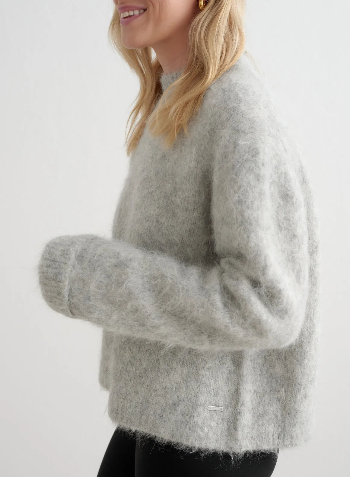 Grey Melange Alpaca Knit Sweater Airflow Mesh Ventilation Rural related