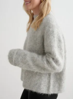 Grey Melange Alpaca Knit Sweater Airflow Mesh Ventilation Rural related