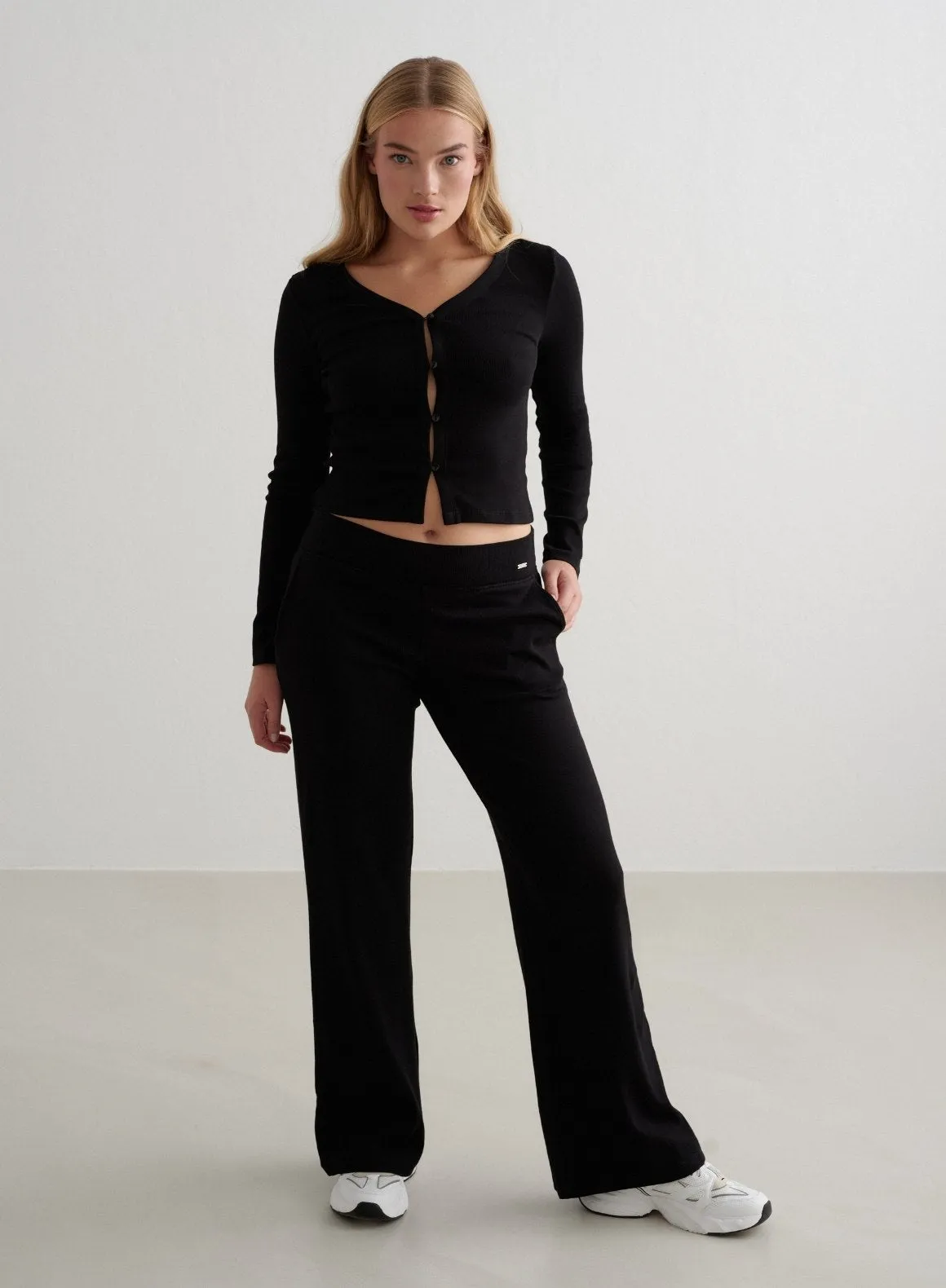 Black Ease Ribbed Cardigan anniversary Wool