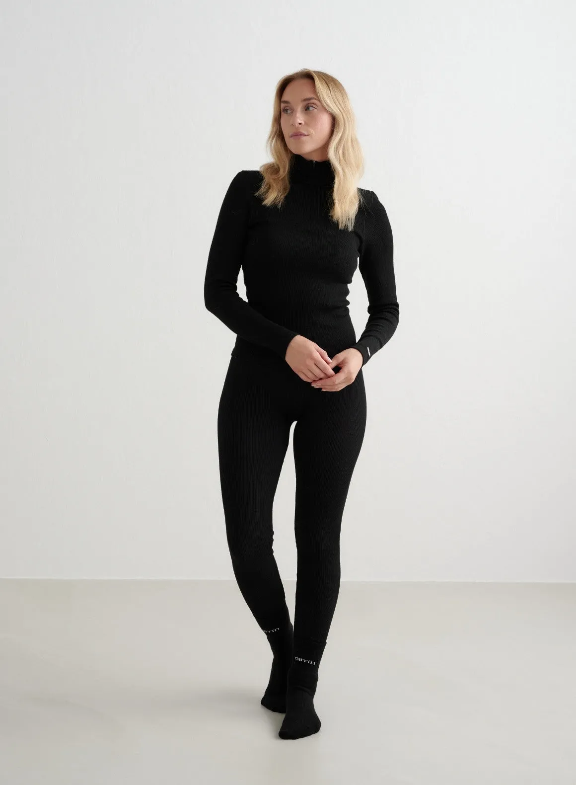 Black Ribbed Wool Half Zip hook