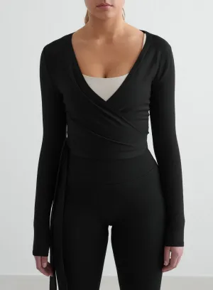 hook Black Shape Seamless Wrap Long Sleeve