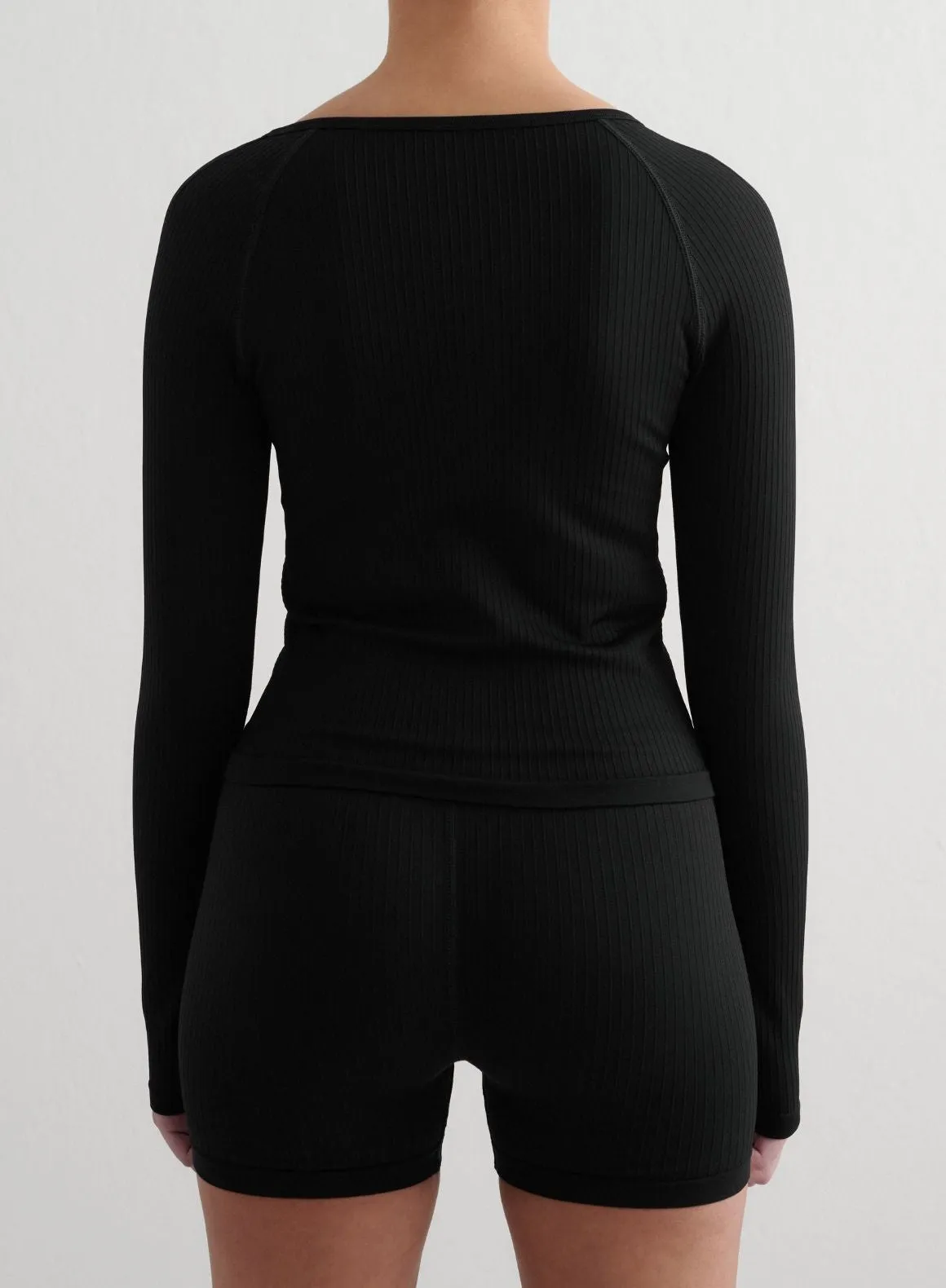 Present autumn clothing Black Ribbed Seamless Zip Jacket