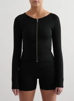Tight Interview Black Ribbed Seamless Zip Jacket
