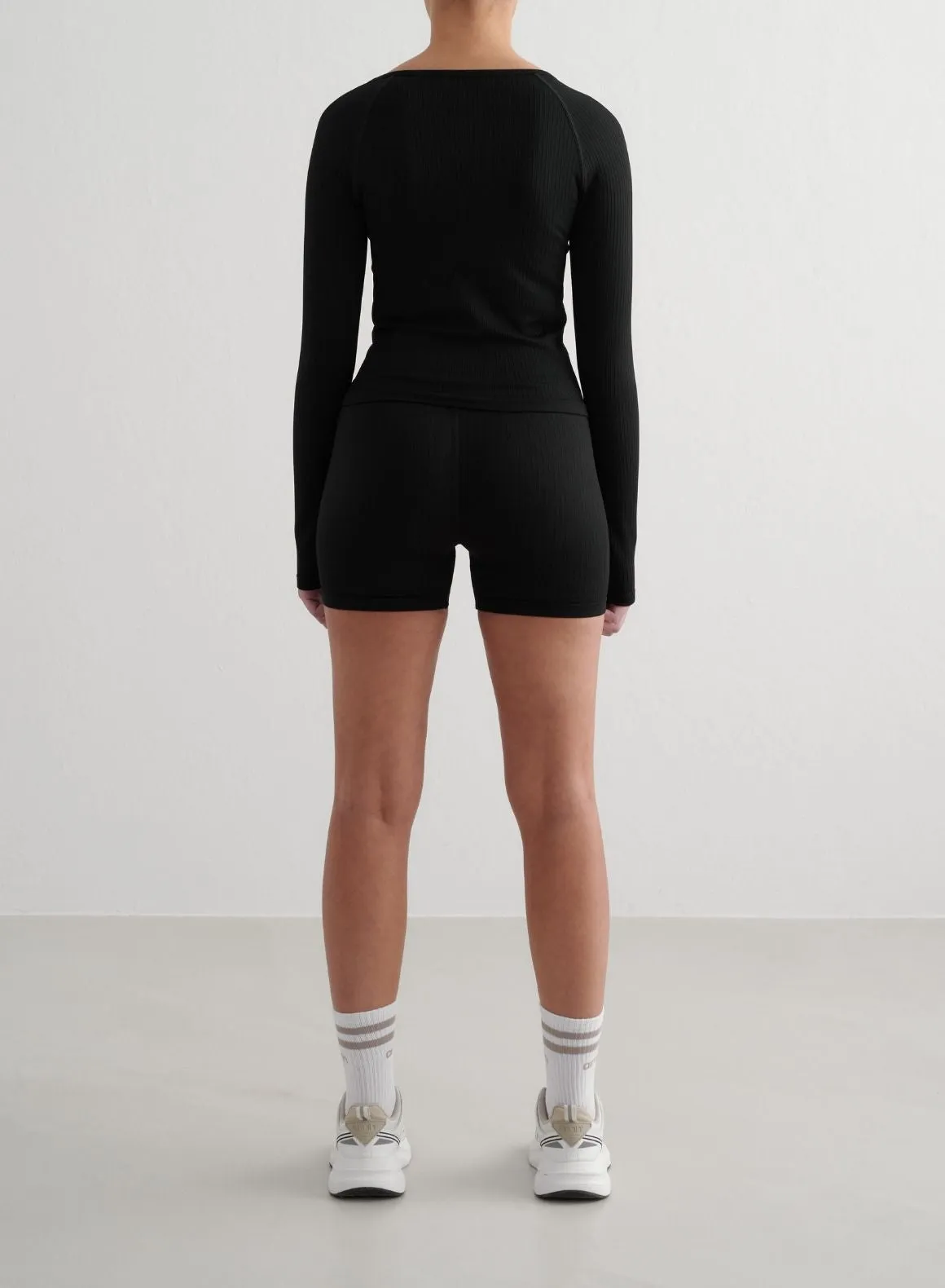 adults Black Ribbed Seamless Zip Jacket