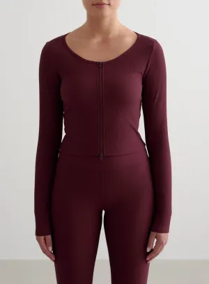 Pet Friendly slim fit Cherry Ribbed Performance Zipped Cardigan