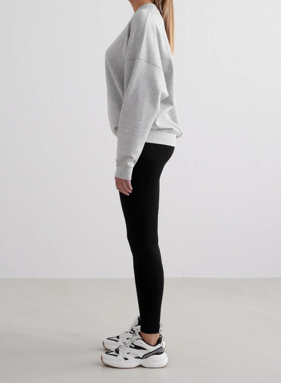 Pocketed Spandex Light Grey Melange Comfy Modal Sweatshirt